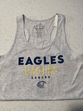 Embry-Riddle Eagles Graphic Tank Top in Heather Gray with Navy & Yellow Print
